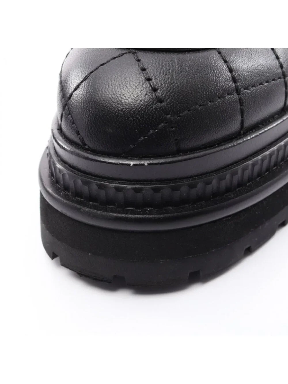 Chanel Loafers CC Logo Quilted Black Leather